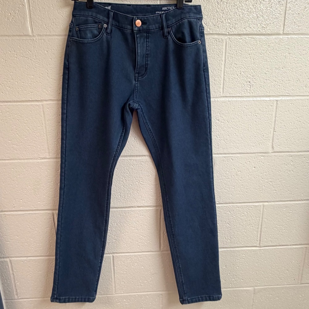 Mugsy Mens Arctics Fleece Lined Jeans 33x34 Dark Blue Stretch Winter Denim